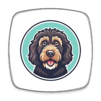 Chien d’eau cantabrique race dessin animé Kawaii Clipart - Magnet carré - blanc - Devant