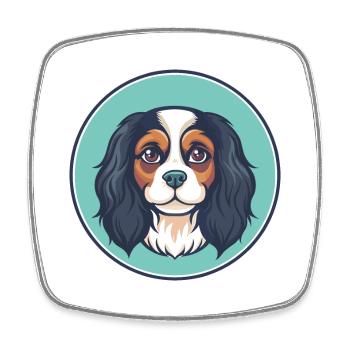 Cavalier King Charles Spaniel Chien Race Dessin animé - Magnet carré - blanc - Devant