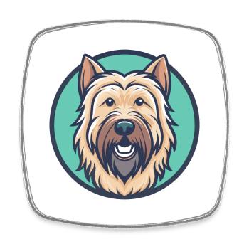 Briard Dog Breed Cartoon Kawaii Clipart Animal Pet - Square fridge magnet - white - Front