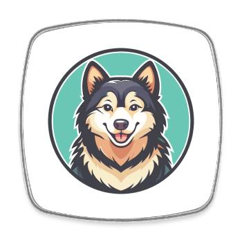 Chien Esquimau Canadien Race Dessin Animé Kawaii Clipart - Magnet carré - blanc - Devant