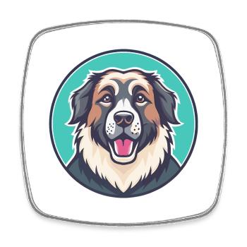 Caucasian Shepherd Dog Breed Cartoon Kawaii - Square fridge magnet - white - Front