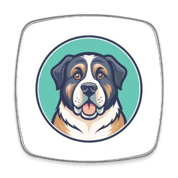 Central Asian Shepherd Dog Breed Cartoon Kawaii - Square fridge magnet - white - Front