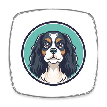 Cavalier Dog Breed Colorful Cartoon Kawaii Clipart - Square fridge magnet - white - Front