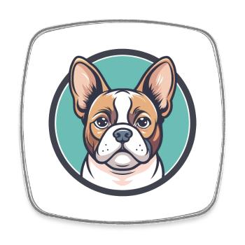Chien Francais Blanc Et Orange Dog Breed Cartoon - Square fridge magnet - white - Front