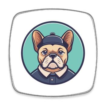Chien Francais Dog Breed Cartoon Kawaii Clipart - Square fridge magnet - white - Front