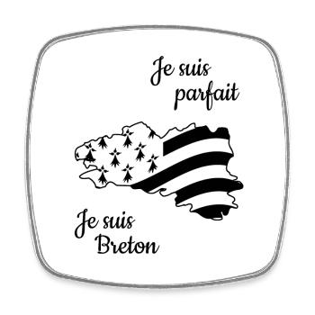 Je suis parfait, je suis breton - Magnet carré - blanc - Devant