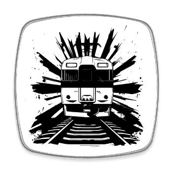Railway Sketch - Square fridge magnet - white - Front