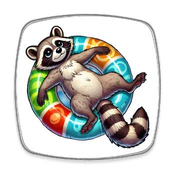 Ein relaxter Waschbär auf einem Schwimmreifen - Viereckiger Kühlschrankmagnet - Weiß - Vorne