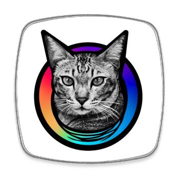 Regenbogen-Katze - Viereckiger Kühlschrankmagnet - Weiß - Vorne
