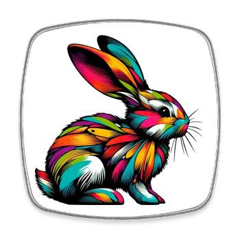 Rabbit - Square fridge magnet - white - Front