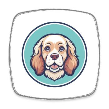 Clumber Spaniel Hund Rasse Cartoon Kawaii Clipart - Viereckiger Kühlschrankmagnet - Weiß - Vorne