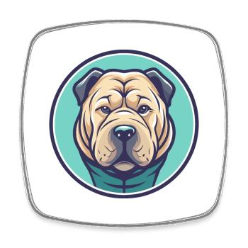 Chinesische Shar Pei Hunderasse Karikatur Kawaii Clipart - Viereckiger Kühlschrankmagnet - Weiß - Vorne