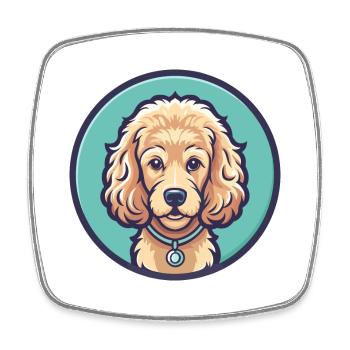 Corde caniche chien race dessin animé Kawaii Clipart animal de compagnie - Magnet carré - blanc - Devant