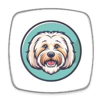 Coton De Tulear Chien Race Dessin animé Kawaii Clipart - Magnet carré - blanc - Devant
