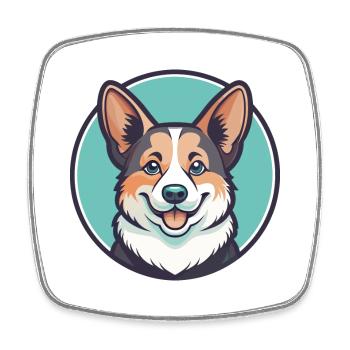 Corgi Chien Race Dessin animé Kawaii Clipart Animal de compagnie - Magnet carré - blanc - Devant