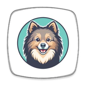 Spitz danois chien race dessin animé Kawaii Clipart animal de compagnie - Magnet carré - blanc - Devant
