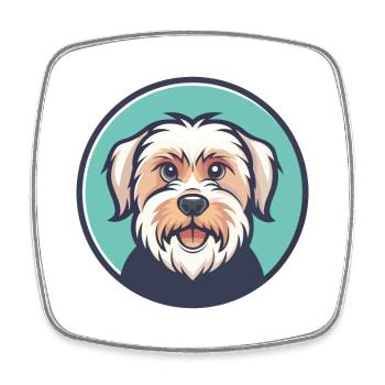 Dandie Dinmont Terrier Dog Breed Cartoon Kawaii - Square fridge magnet - white - Front