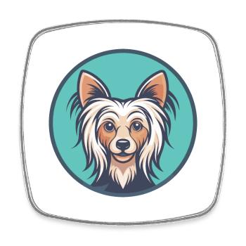 Chien à crête chinoise race dessin animé Kawaii Clipart - Magnet carré - blanc - Devant