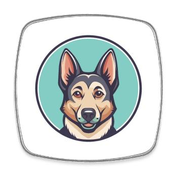 Tchécoslovaque Vlcak Chien Race Dessin animé Kawaii Animal de compagnie - Magnet carré - blanc - Devant