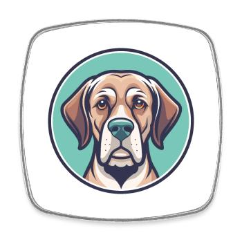 Dänische Broholmer Hunderasse Cartoon Kawaii Clipart - Viereckiger Kühlschrankmagnet - Weiß - Vorne