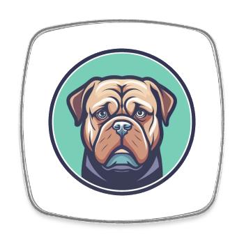 Dogge De Bordeaux Hunderasse Cartoon Kawaii Clipart - Viereckiger Kühlschrankmagnet - Weiß - Vorne