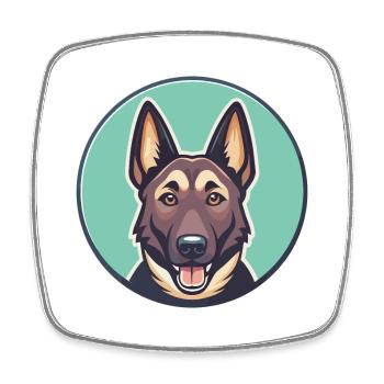 Dutch Shepherd Dog Breed Cartoon Kawaii Clipart - Square fridge magnet - white - Front