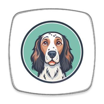 Setter anglais chien race dessin animé Kawaii Clipart - Magnet carré - blanc - Devant