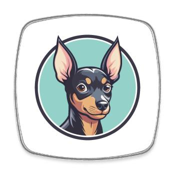 English Toy Terrier Dog Breed Funny Cartoon Kawaii - Square fridge magnet - white - Front