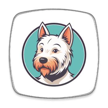 English White Terrier Dog Breed Cartoon Kawaii Pet - Square fridge magnet - white - Front