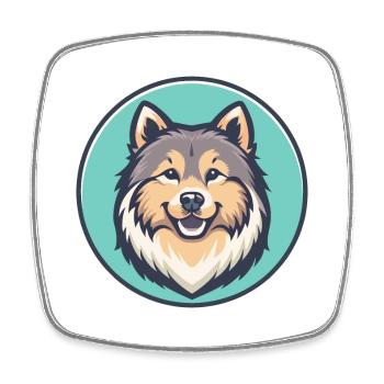 Eurasier Dog Breed Colorful Cartoon Kawaii Clipart - Square fridge magnet - white - Front