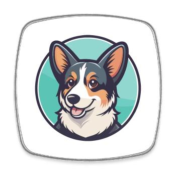 Cur Chien Race Dessin Animé Kawaii Clipart Illustration - Magnet carré - blanc - Devant