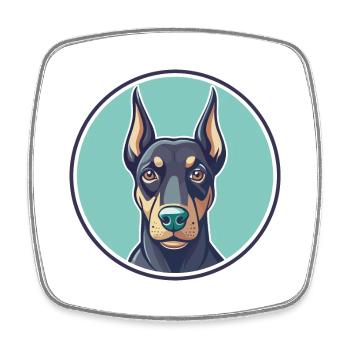 Doberman Pinscher Chien Race Dessin animé Kawaii Clipart - Magnet carré - blanc - Devant