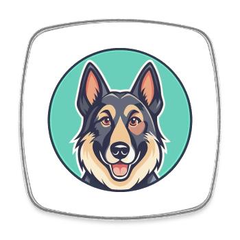 Osteuropäische Schäferhund Rasse Karikatur Kawaii - Viereckiger Kühlschrankmagnet - Weiß - Vorne