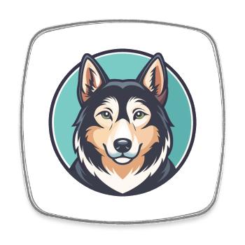 Ostsibirische Laika Hunderasse Lustige Karikatur Kawaii - Viereckiger Kühlschrankmagnet - Weiß - Vorne