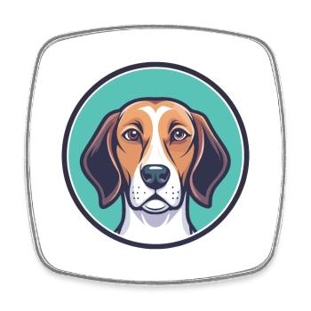 Anglais Foxhound Chien Race Dessin animé Kawaii Clipart - Magnet carré - blanc - Devant