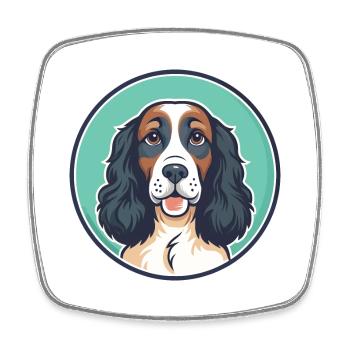 English Springer Spaniel Hunderasse Karikatur Kawaii - Viereckiger Kühlschrankmagnet - Weiß - Vorne