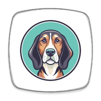 Finnish Hound Dog Breed Cartoon Kawaii Clipart Pet - Square fridge magnet - white - Front