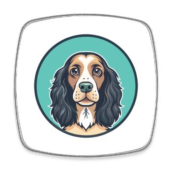 Field Spaniel Hund Rasse Cartoon Kawaii Clipart Haustier - Viereckiger Kühlschrankmagnet - Weiß - Vorne