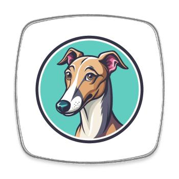 Englische Whippet Hunderasse Cartoon Kawaii Clipart - Viereckiger Kühlschrankmagnet - Weiß - Vorne