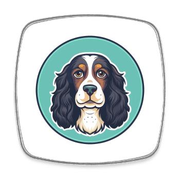 English Water Spaniel Dog Breed Cartoon Kawaii Pet - Square fridge magnet - white - Front