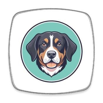 Entlebucher bouvier chien de famille dessin animé Kawaii animal de compagnie - Magnet carré - blanc - Devant