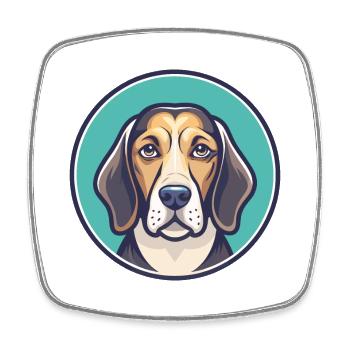 Chien de chasse estonien race dessin animé Kawaii Clipart - Magnet carré - blanc - Devant
