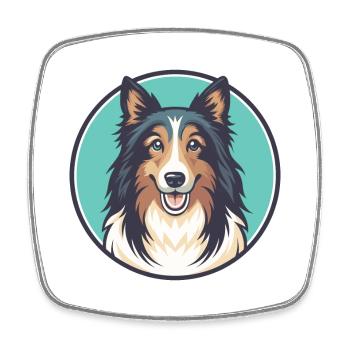 Chien de berger féroïen Chien Race Dessin animé Kawaii Clipart - Magnet carré - blanc - Devant