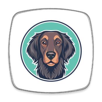Plat Retriever Chien Race Dessin Animé Kawaii Pet - Magnet carré - blanc - Devant