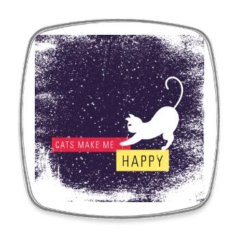 Cats make me happy with dirty border - Viereckiger Kühlschrankmagnet - Weiß - Vorne