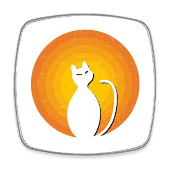 Cat Vintage Orange - Square fridge magnet - white - Front