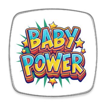 Baby Power Comic Style Design - Square fridge magnet - white - Front