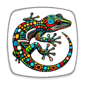 Gecko - Viereckiger Kühlschrankmagnet - Weiß - Vorne
