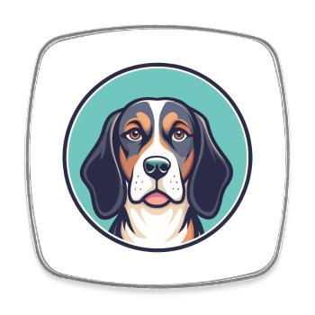 Français Tricolore Chien Race Dessin Animé Kawaii Pet - Magnet carré - blanc - Devant