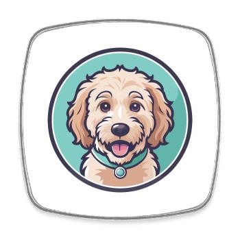 Goldendoodle Do Hunderasse Cartoon Kawaii Clipart - Viereckiger Kühlschrankmagnet - Weiß - Vorne